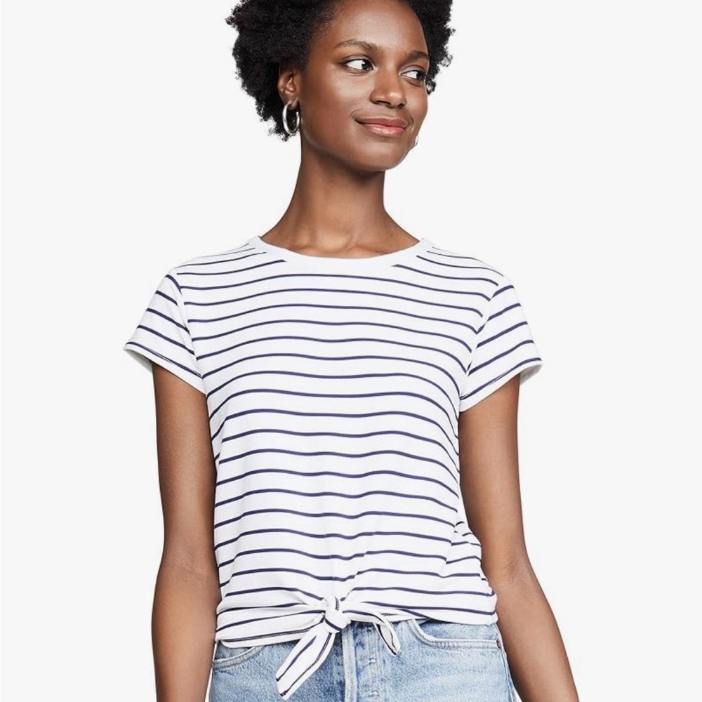 Steve Madden Navy Striped Tie-Front Tee